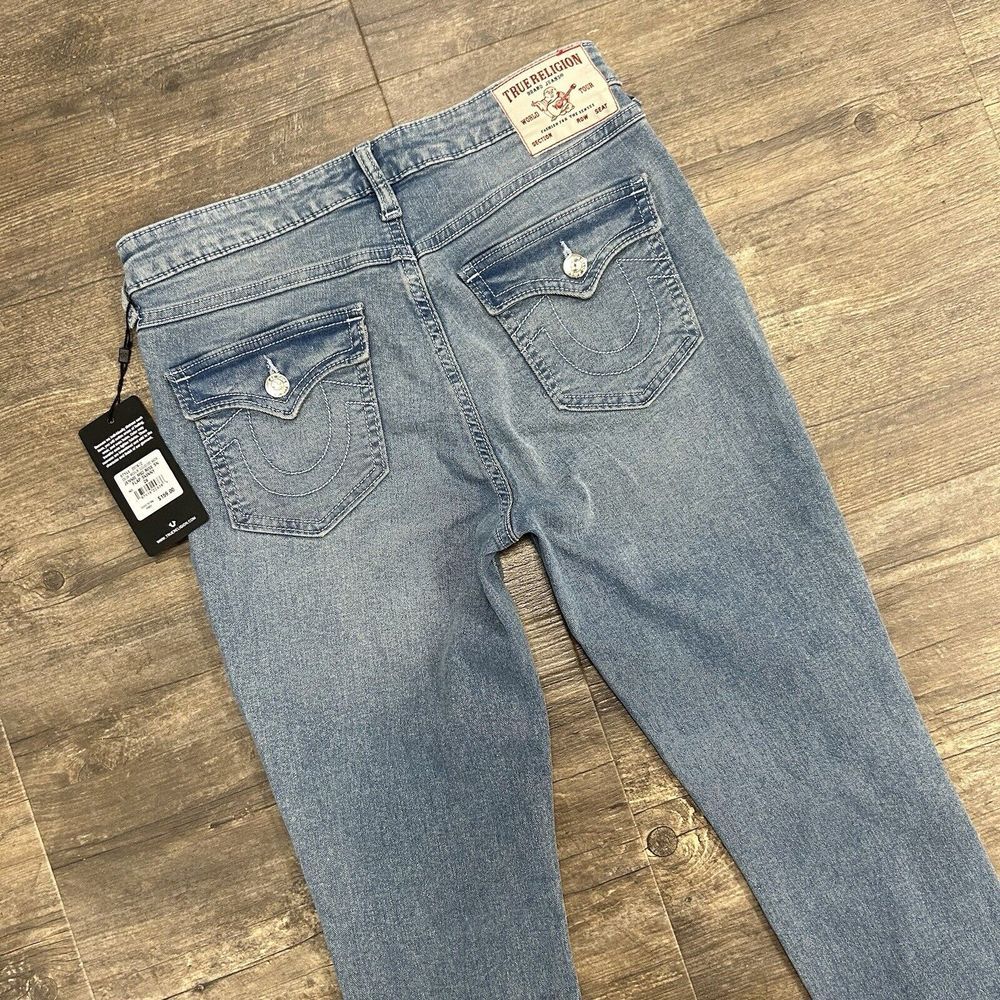 NWT True Religion Jennie Curvy Mid Rise Super Skinny Jeans Women Size 28 $159